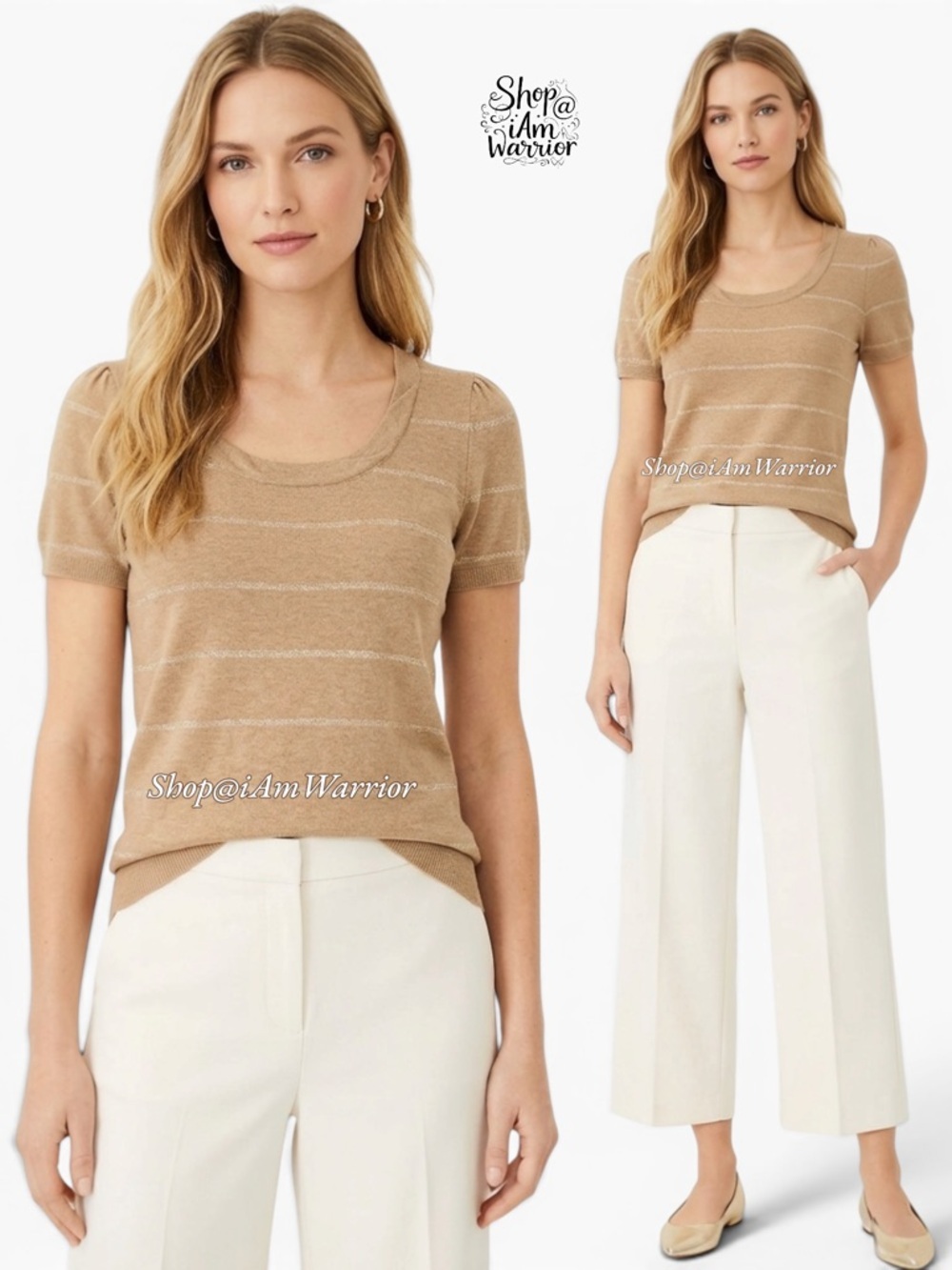 Loft cotton metallic stripe short sleeve sweater *shop@iamwarrior